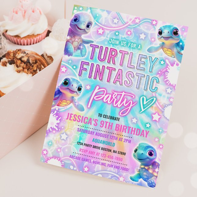 Rainbow Turtle Under The Sea Birthday Party Invitation (Creator Uploaded)