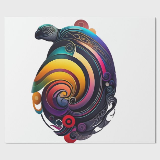 Rainbow Turtle Wrapping Paper (Flat)