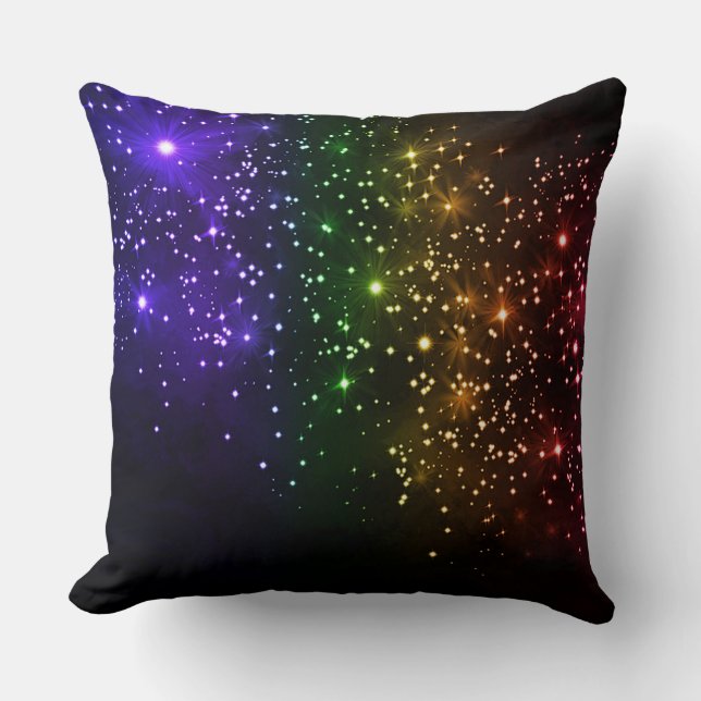 Rainbow Twilight Throw Pillow (Front)