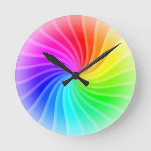 Rainbow Twirl Round Clock