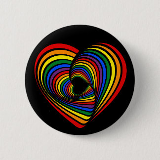 Rainbow Twist Heart 6 Cm Round Badge