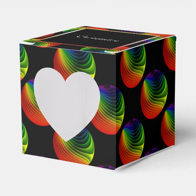 Rainbow Twist Orbs Heart Favour Box (Front Side)