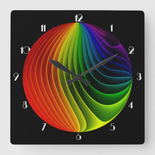 Rainbow Twist Square Wall Clock