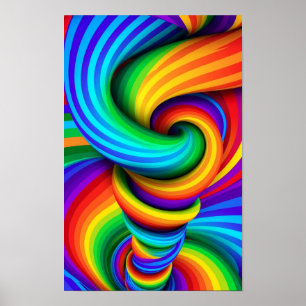 Rainbow Twisted Tornado Vortex - Optical Illusion Poster