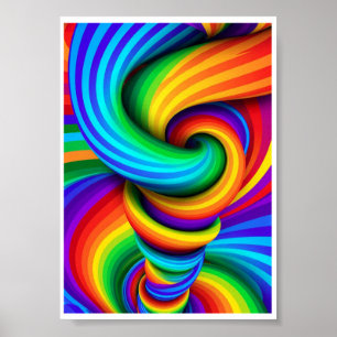 Rainbow Twisted Tornado Vortex - Optical Illusion Poster