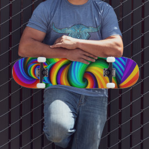 Rainbow Twisted Tornado Vortex - Optical Illusion Skateboard