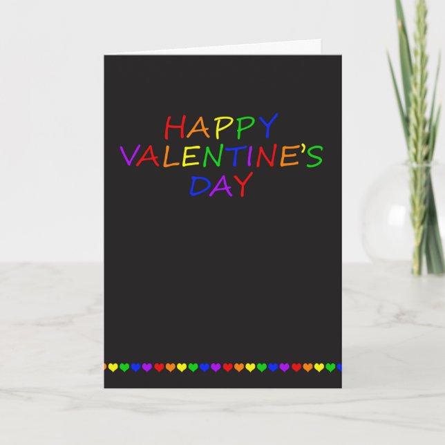 Rainbow Typography and Heart Gay Valentine Holiday Card (Front)