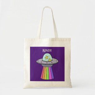 Rainbow UFO Personalized Tote Bag