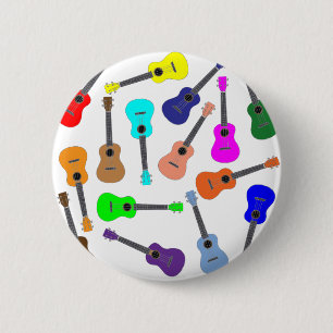 Rainbow Ukulele 6 Cm Round Badge