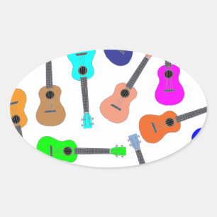 Rainbow Ukulele Oval Sticker