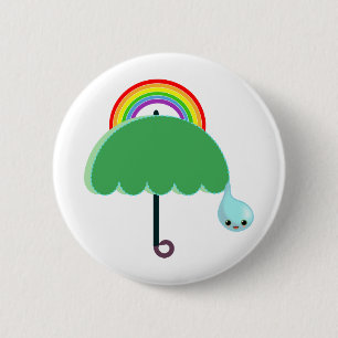 rainbow umbrella drop rain 6 cm round badge