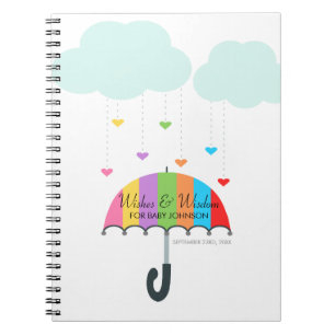 Rainbow Umbrella Neutral Baby Shower Guest Book