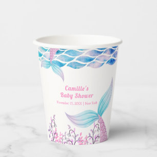 Rainbow Under Sea Mermaid Tail Baby Shower Paper Cups