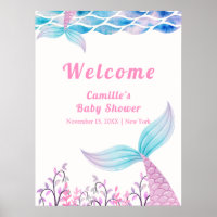 Rainbow Under Sea Mermaid Tail Baby Shower Welcome