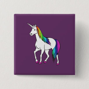 RAINBOW UNICORN 15 CM SQUARE BADGE
