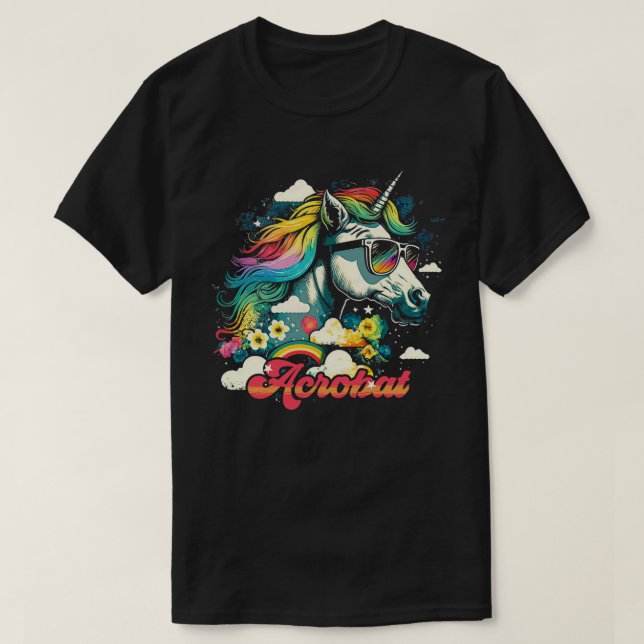 Rainbow Unicorn Acrobat T-Shirt (Design Front)