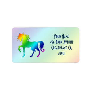 Rainbow Unicorn Address Label