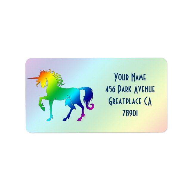 Rainbow Unicorn Address Label (Front)