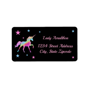 Rainbow Unicorn And Stars Address Label