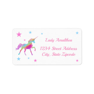 Rainbow Unicorn And Stars Address Label