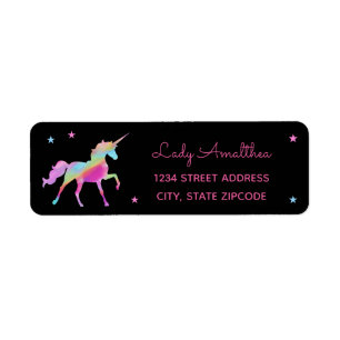 Rainbow Unicorn And Stars Address Label Return Address Label