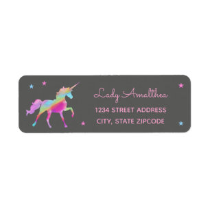 Rainbow Unicorn And Stars Address Label Return Address Label