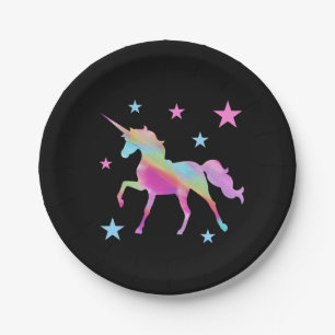 Rainbow Unicorn And Stars Paper Plates