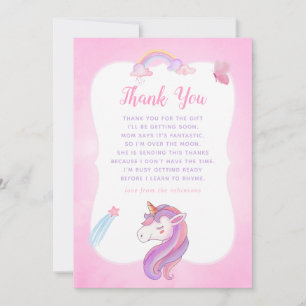 Rainbow Unicorn Baby Girl Shower Thank You