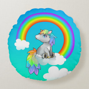 Rainbow Unicorn Baby Kid's Cute Room Decor Round Cushion