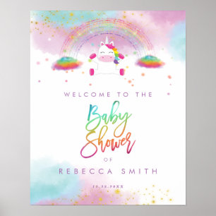 rainbow unicorn baby shower welcome sign