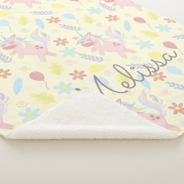 rainbow unicorn balloons pastel monogram sherpa blanket (3/4)