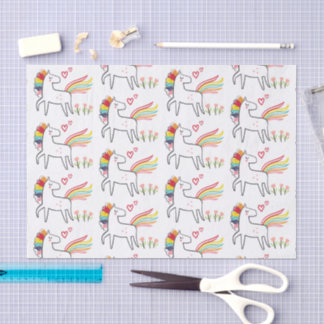 Rainbow Unicorn Birthday Custom Name Tissue Paper