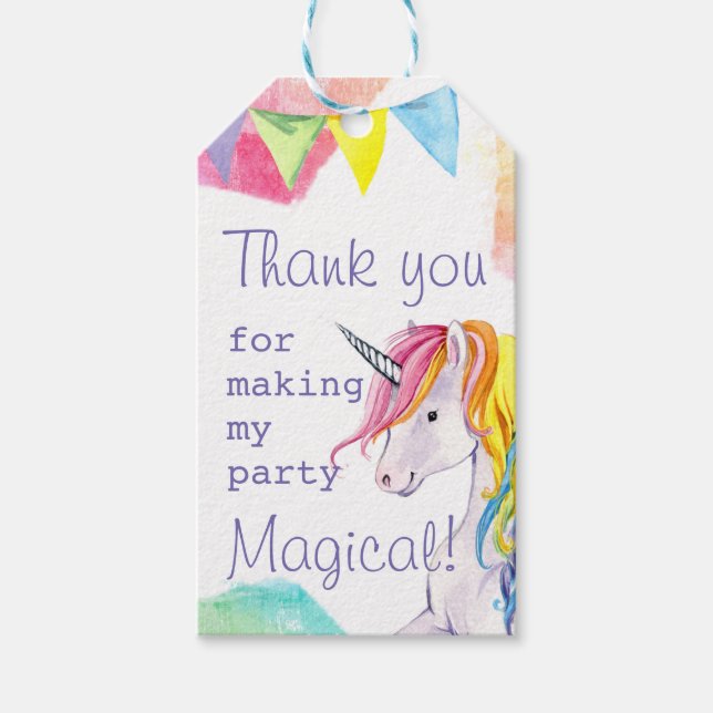 Rainbow Unicorn Birthday Favour Tag (Front)