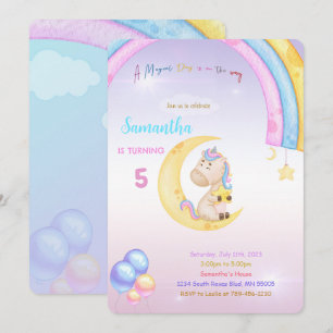 Rainbow Unicorn Birthday Invitation