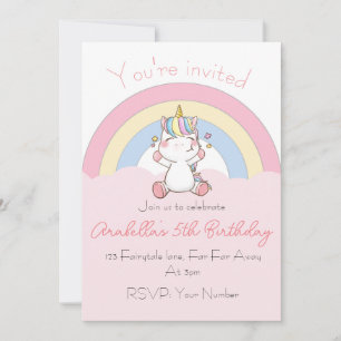 rainbow unicorn birthday invitation