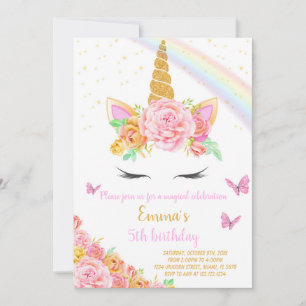 Rainbow Unicorn Birthday Invitation