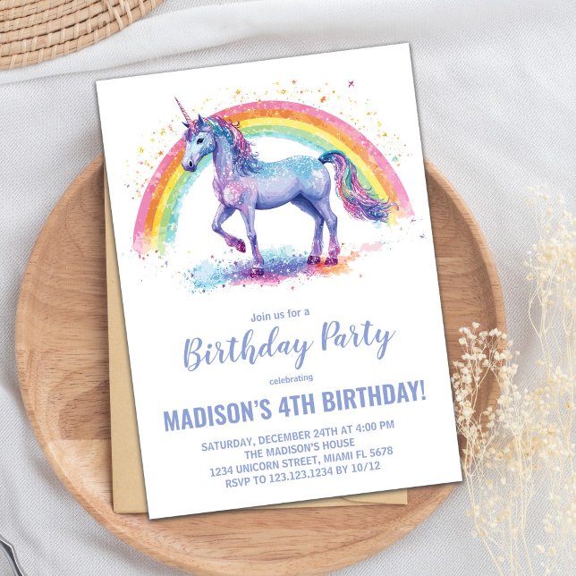 Rainbow Unicorn Birthday Invitations (Rainbow Unicorn Birthday Invitations)