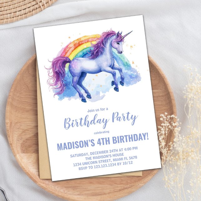 Rainbow Unicorn Birthday Invitations (Rainbow Unicorn Birthday Invitations)