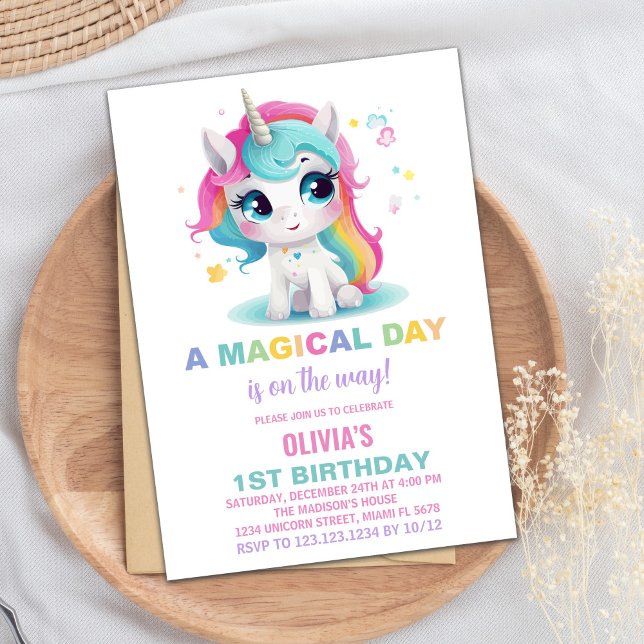 Rainbow Unicorn Birthday Invitations (Rainbow Unicorn Birthday Invitations)