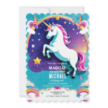 Rainbow Unicorn Birthday Invitations – Magical