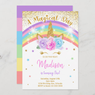 Rainbow Unicorn Birthday Invite