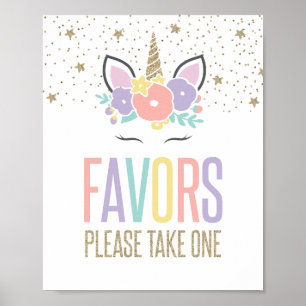 Rainbow Unicorn Birthday Party Favours Sign