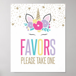 Rainbow Unicorn Birthday Party Favours Sign
