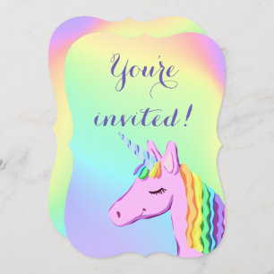 Rainbow Unicorn Birthday Party Invitation