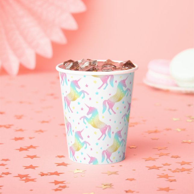 Rainbow Unicorn Birthday Party Paper Cups (Insitu)
