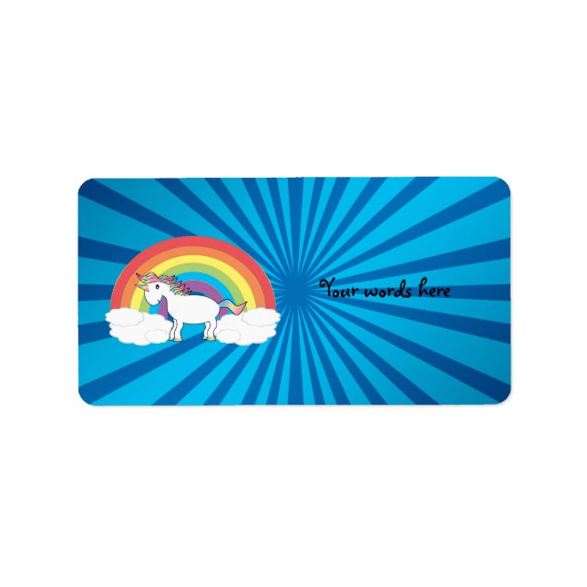 Rainbow unicorn blue sunburst label (Front)