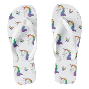 Rainbow Unicorn & Butterfly Pattern Colourful Cool Thongs
