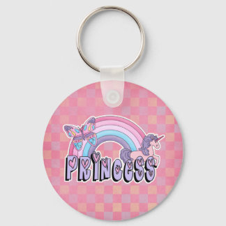 Rainbow Unicorn Butterfly Princess Design Key Ring