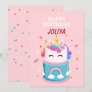 Rainbow Unicorn Cake Birthday Card