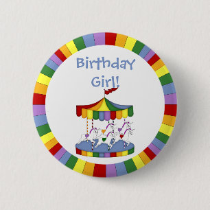 Rainbow Unicorn Carousel Birthday 6 Cm Round Badge